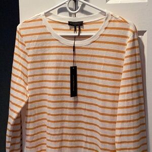 Donna Karan Orange and White Striped Top